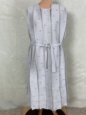 Beulahstyle Light Grey Pleated Pearl Belted Midi Evening Dress PM3009 All OS